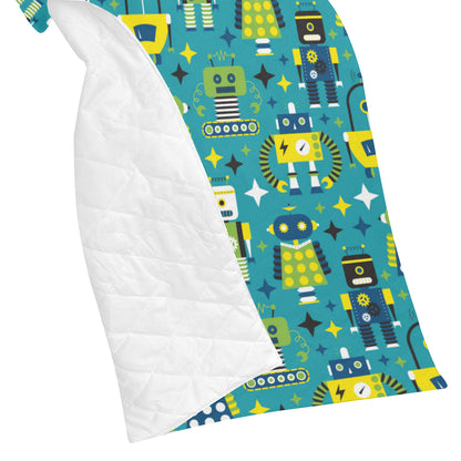 Robot Pattern Print Design A02 Premium Quilt