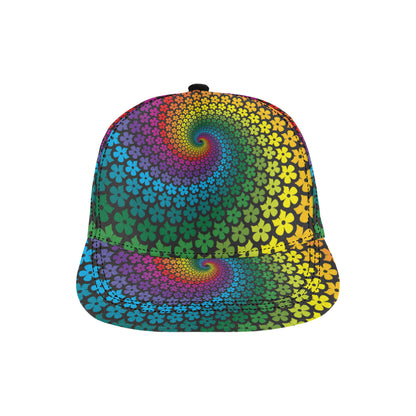 Flower Power Rainbow Spiral Print Snapback Cap