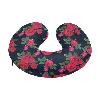 Rose Pattern Print Design A04 U-Shaped Travel Neck Pillow