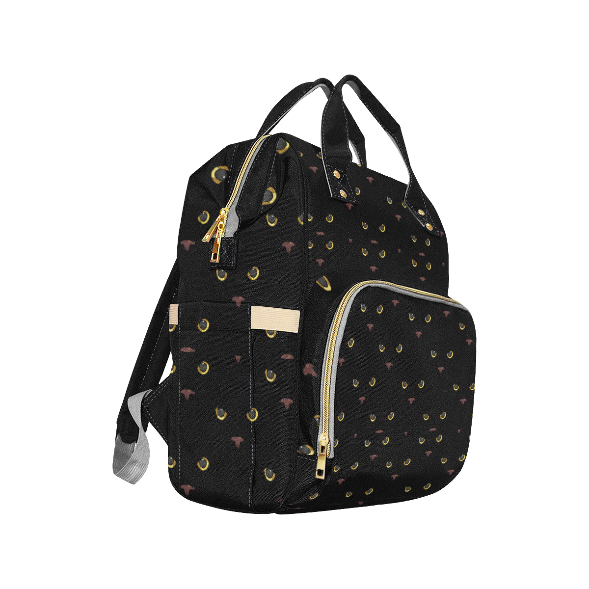 Black Cat Face Print Pattern Diaper Bag Backpack
