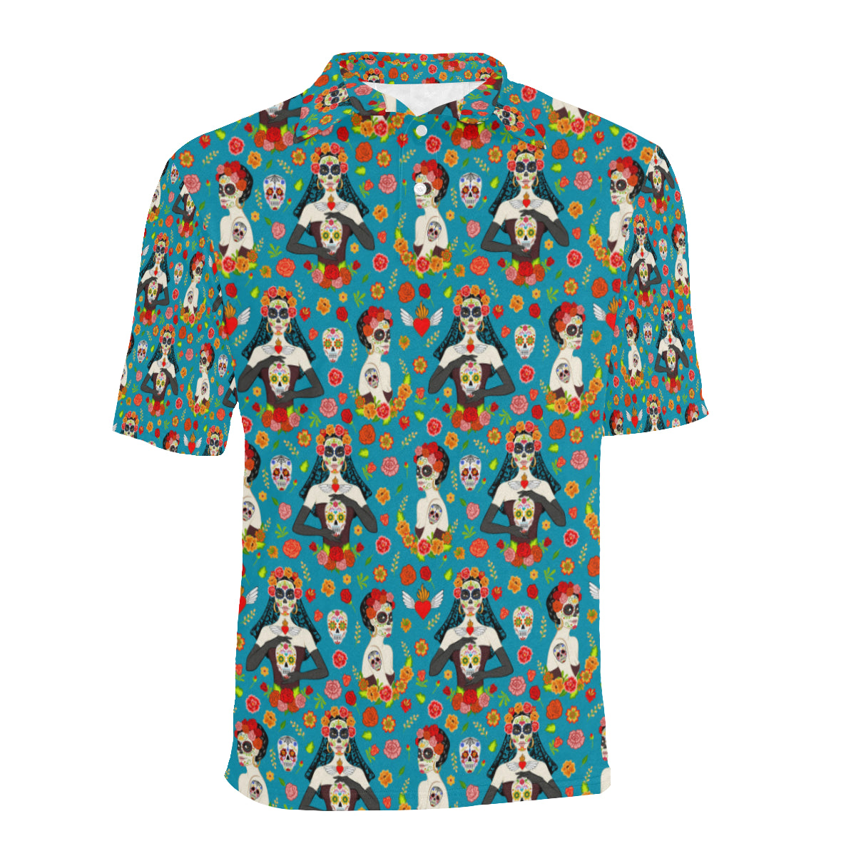 Day of the Dead Old School Girl Design Men Polo Shirt