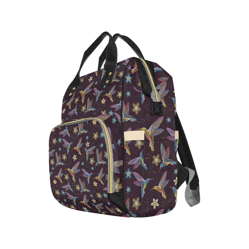 Hummingbird Pattern Print Design 04 Diaper Bag Backpack