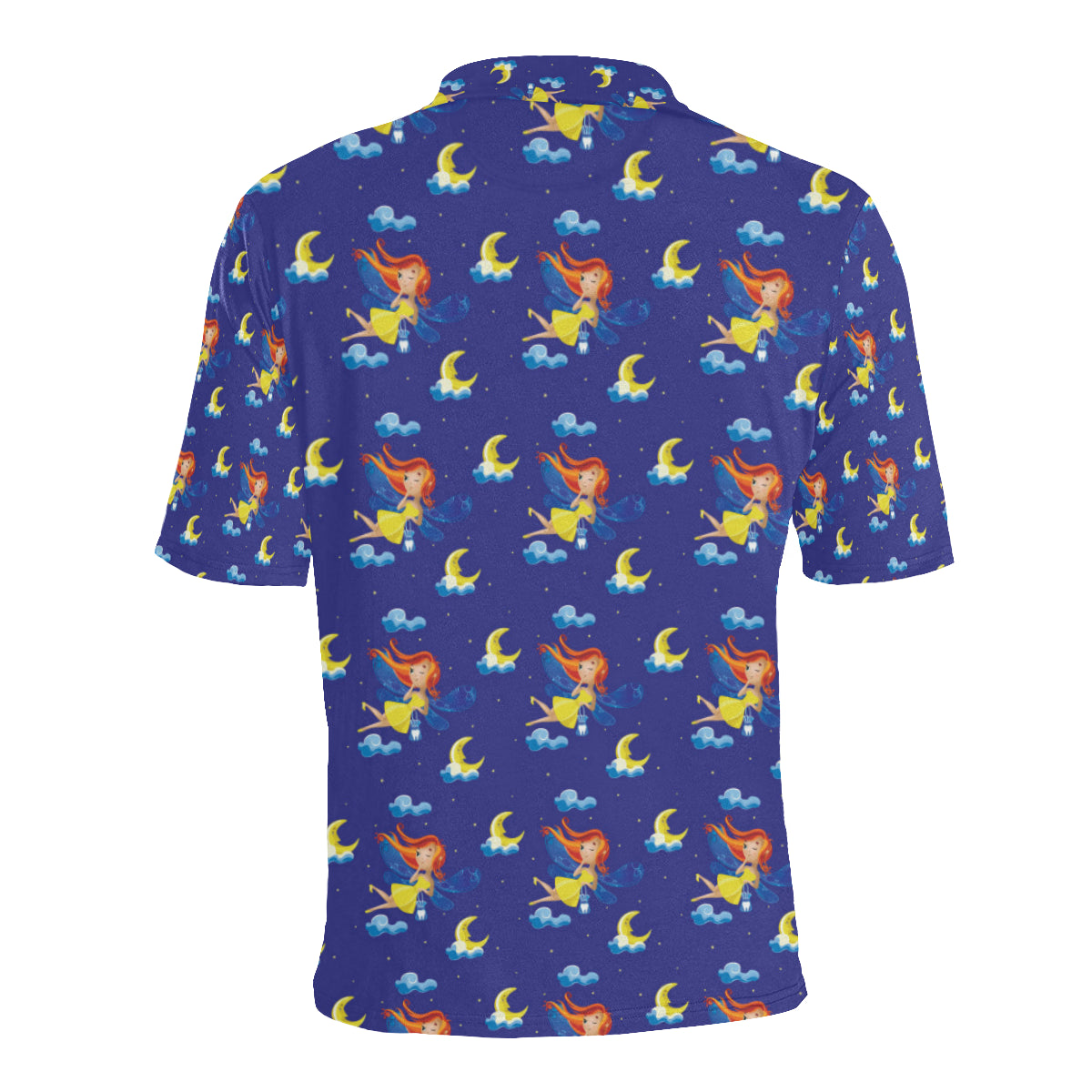 Fairy with Moon Print Pattern Men Polo Shirt