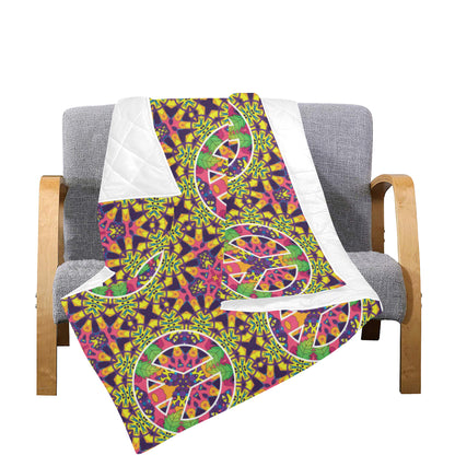 Peace Sign Pattern Print Design A04 Premium Quilt