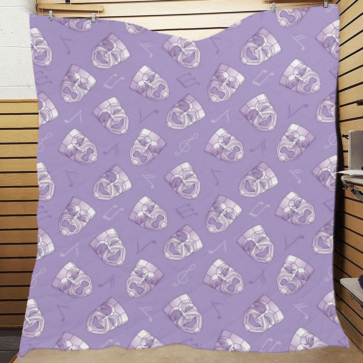 Acting Mask Pattern Print Design 05 Premium Quilt