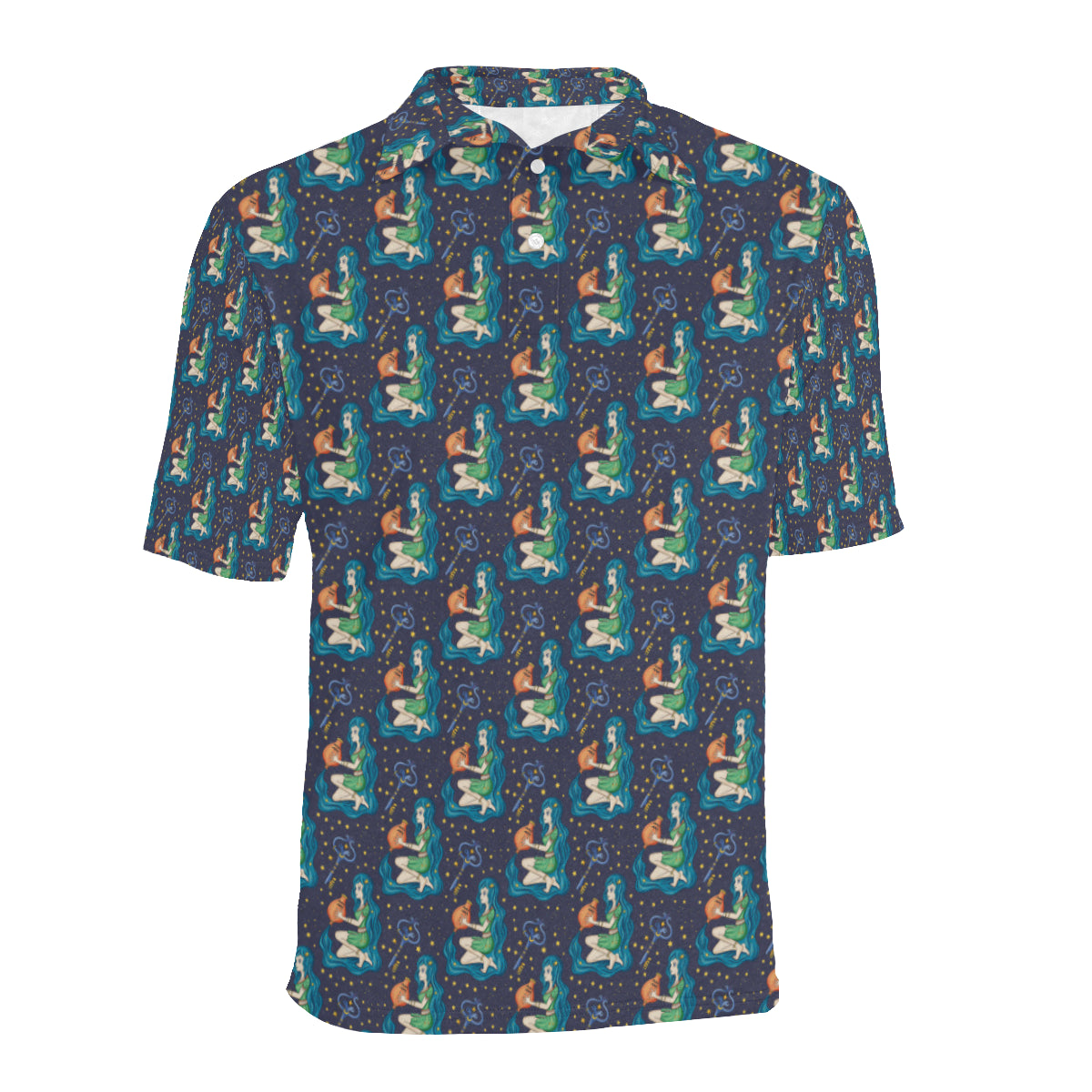 Aquarius Zodiac Pattern Print Design 03 Men Polo Shirt