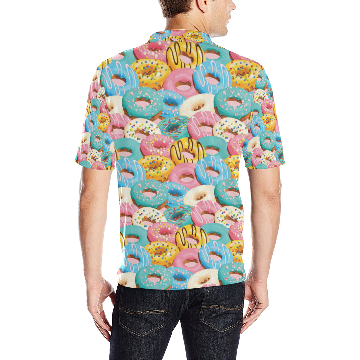 Donut Pattern Print Design DN01 Men Polo Shirt