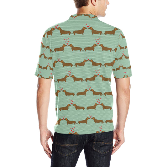 Dachshund Pattern Print Design 02 Men Polo Shirt