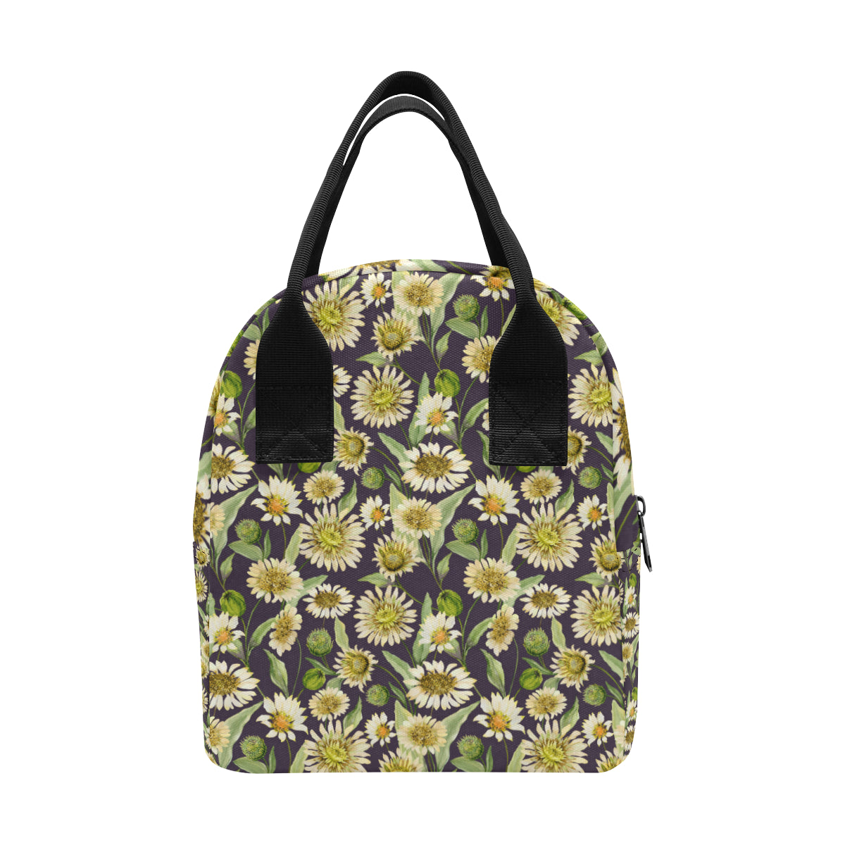 Daisy Vintage Print Pattern Insulated Lunch Bag