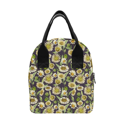 Daisy Vintage Print Pattern Insulated Lunch Bag
