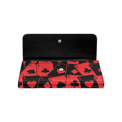 Poker Cards Pattern Print Design A01 Women's Trifold Wallet