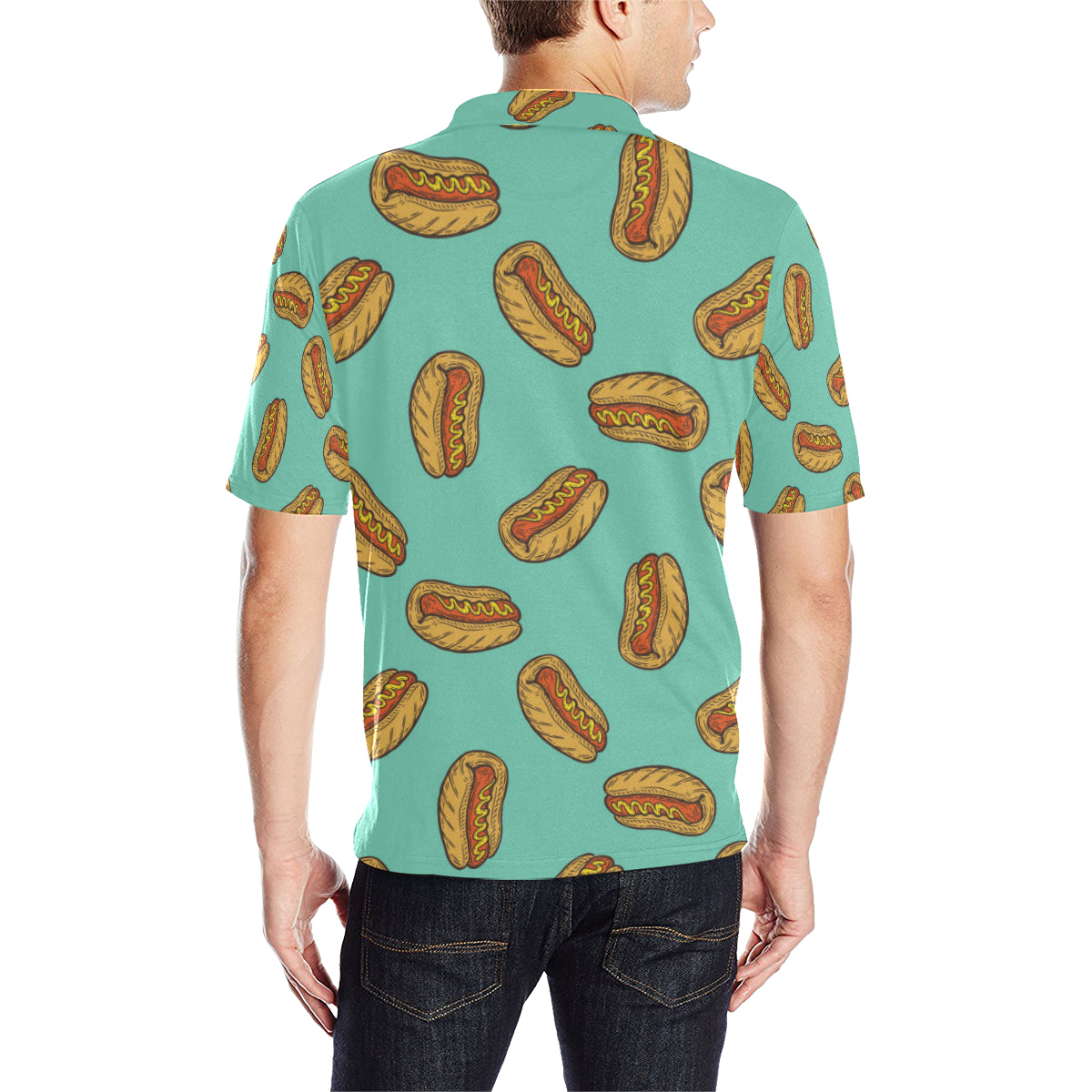 Hot Dog Pattern Print Design 04 Men Polo Shirt