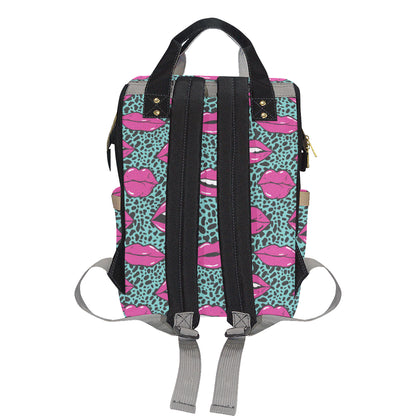 Lip Pattern Print Design 04 Diaper Bag Backpack