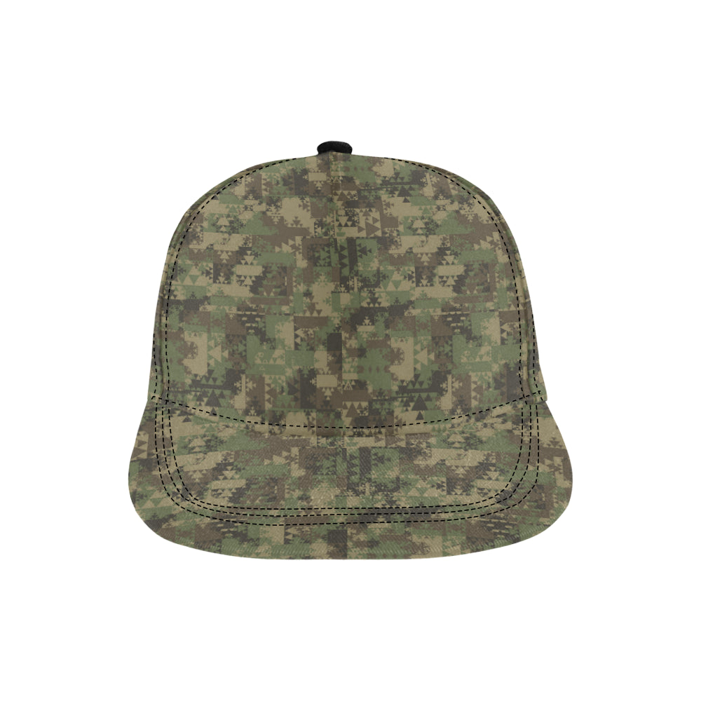 Camouflage Aztec Green Army Print Snapback Cap