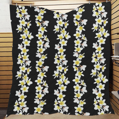 White Plumeria Pattern Print Design PM08 Premium Quilt