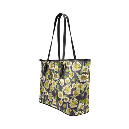 Daisy Vintage Print Pattern Leather Tote Bag