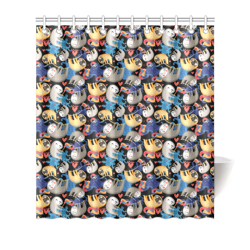 Sloth Cartoon Design Themed Print Shower Curtain