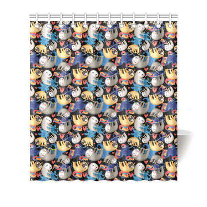 Sloth Cartoon Design Themed Print Shower Curtain