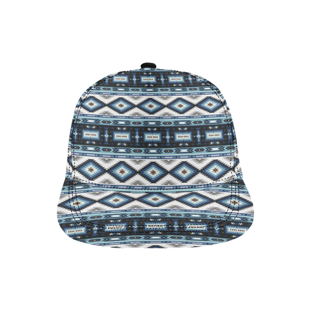 Navajo Dark Blue Print Pattern Snapback Cap