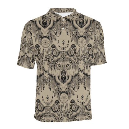 Indian Boho Wolf Men Polo Shirt