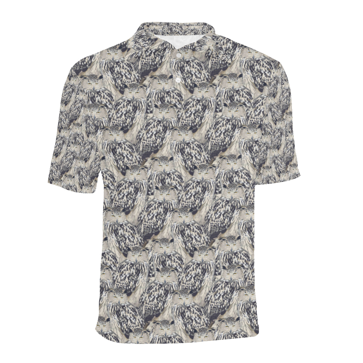Owl Realistic Themed Design Print Men Polo Shirt
