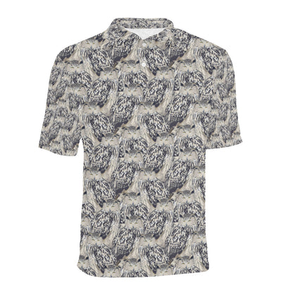 Owl Realistic Themed Design Print Men Polo Shirt