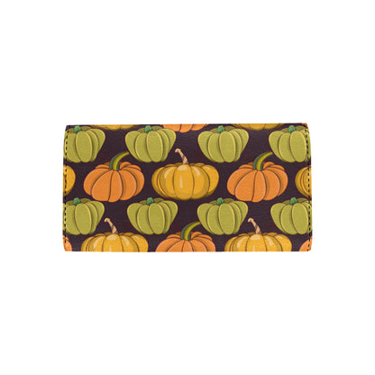 Pumpkin Pattern Print Design A01 Women's Trifold Wallet