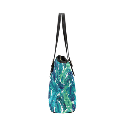 Brightness Tropical Palm Leaves Leather Tote Bag