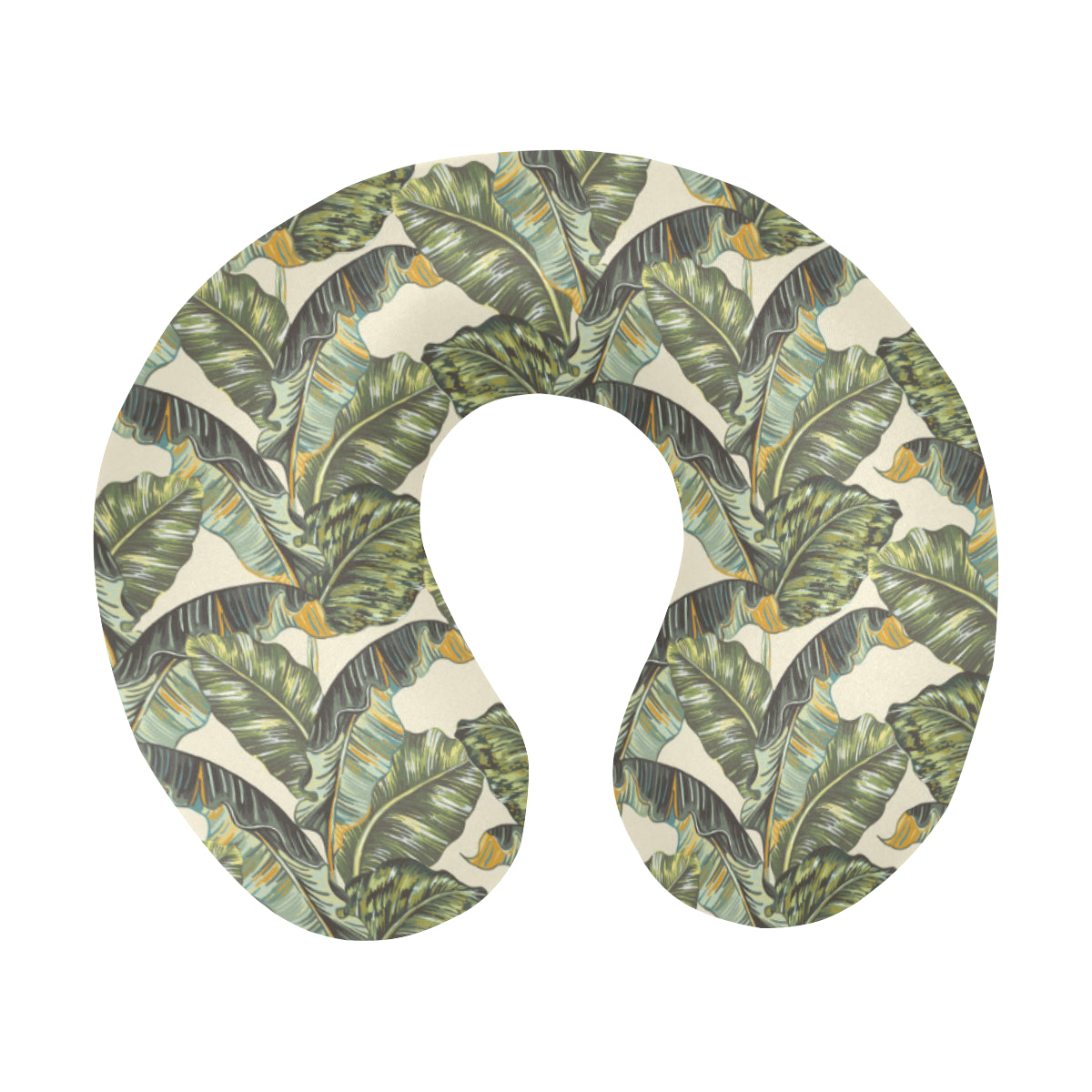 Banana Leaf Pattern Print Design 04 U-Shaped Travel Neck Pillow