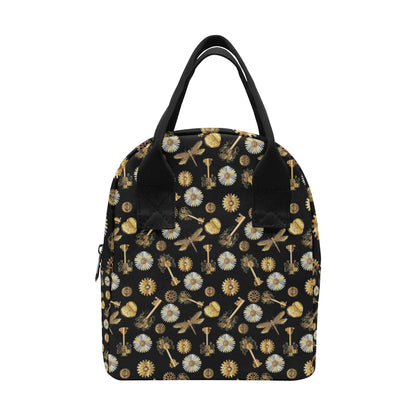 Steampunk Dragonfly Design Themed Print Insulated Lunch Bag