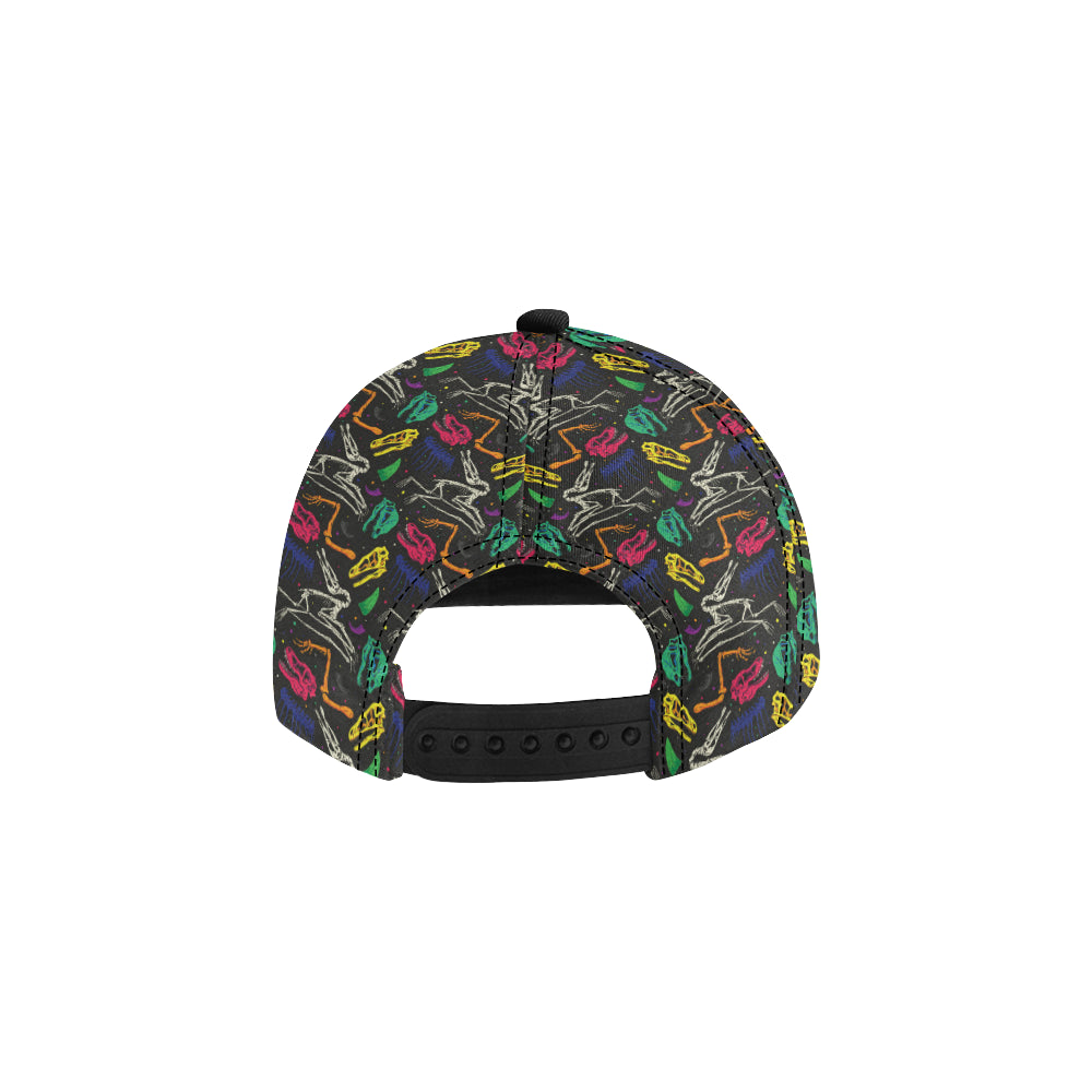 Dinosaur Skull Color Print Pattern Snapback Cap