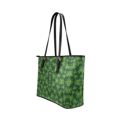 Shamrock Pattern Leather Tote Bag