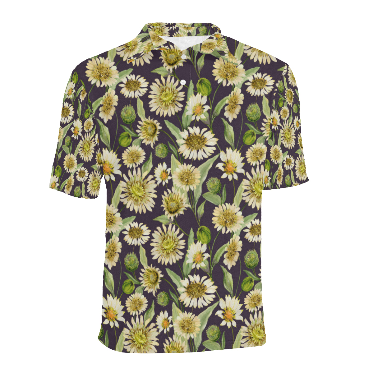 Daisy Vintage Print Pattern Men Polo Shirt