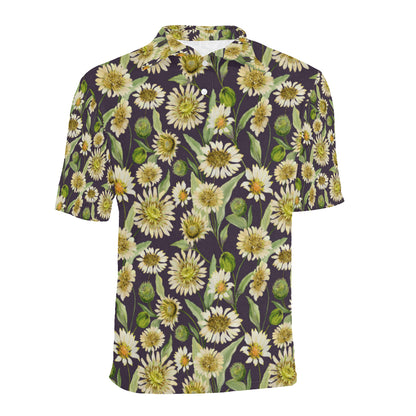 Daisy Vintage Print Pattern Men Polo Shirt