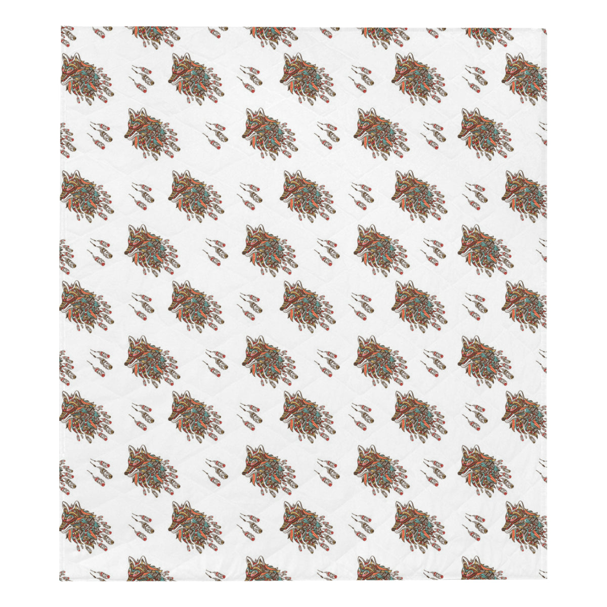 Aztec Wolf Pattern Print Design 02 Premium Quilt