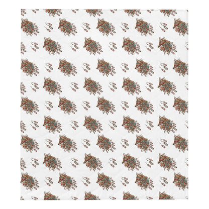 Aztec Wolf Pattern Print Design 02 Premium Quilt