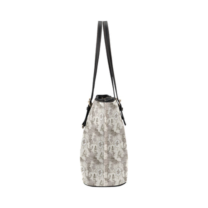 Nautical Map Design Themed Print Leather Tote Bag