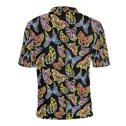 Butterfly Water Color Rainbow Men Polo Shirt