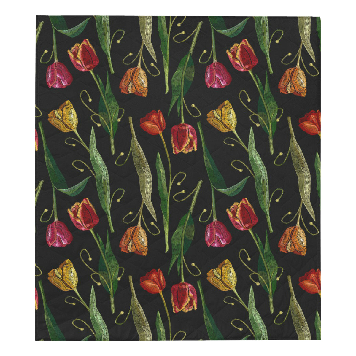 Tulip Embroidered Pattern Print Design TP01 Premium Quilt