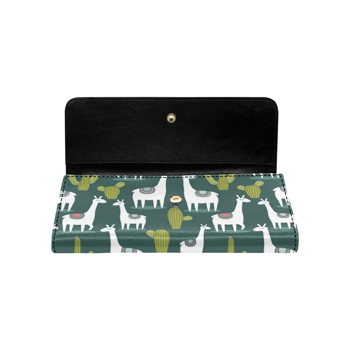 Llama Cactus Pattern Print Design 02 Women's Trifold Wallet