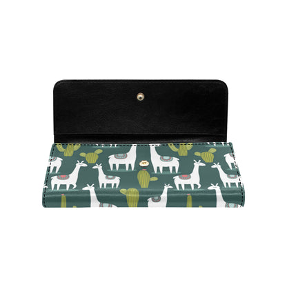 Llama Cactus Pattern Print Design 02 Women's Trifold Wallet