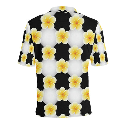 Plumeria Pattern Print Design A04 Men Polo Shirt