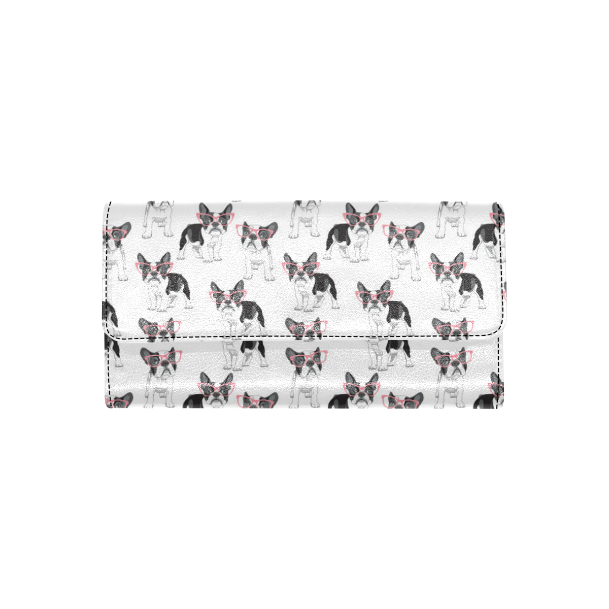 Boston Terrier Pattern Print Design 03 Women's Trifold Wallet