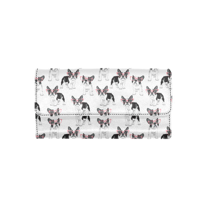 Boston Terrier Pattern Print Design 03 Women's Trifold Wallet