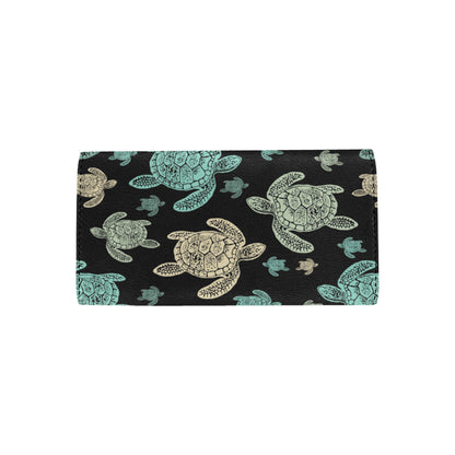 Sea Turtle Stamp Pattern Women's Trifold Wallet