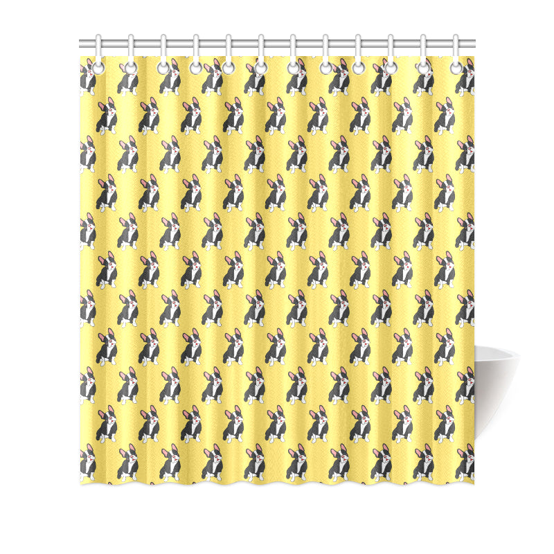 Boston Terrier Pattern Print Design 06 Shower Curtain