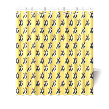 Boston Terrier Pattern Print Design 06 Shower Curtain