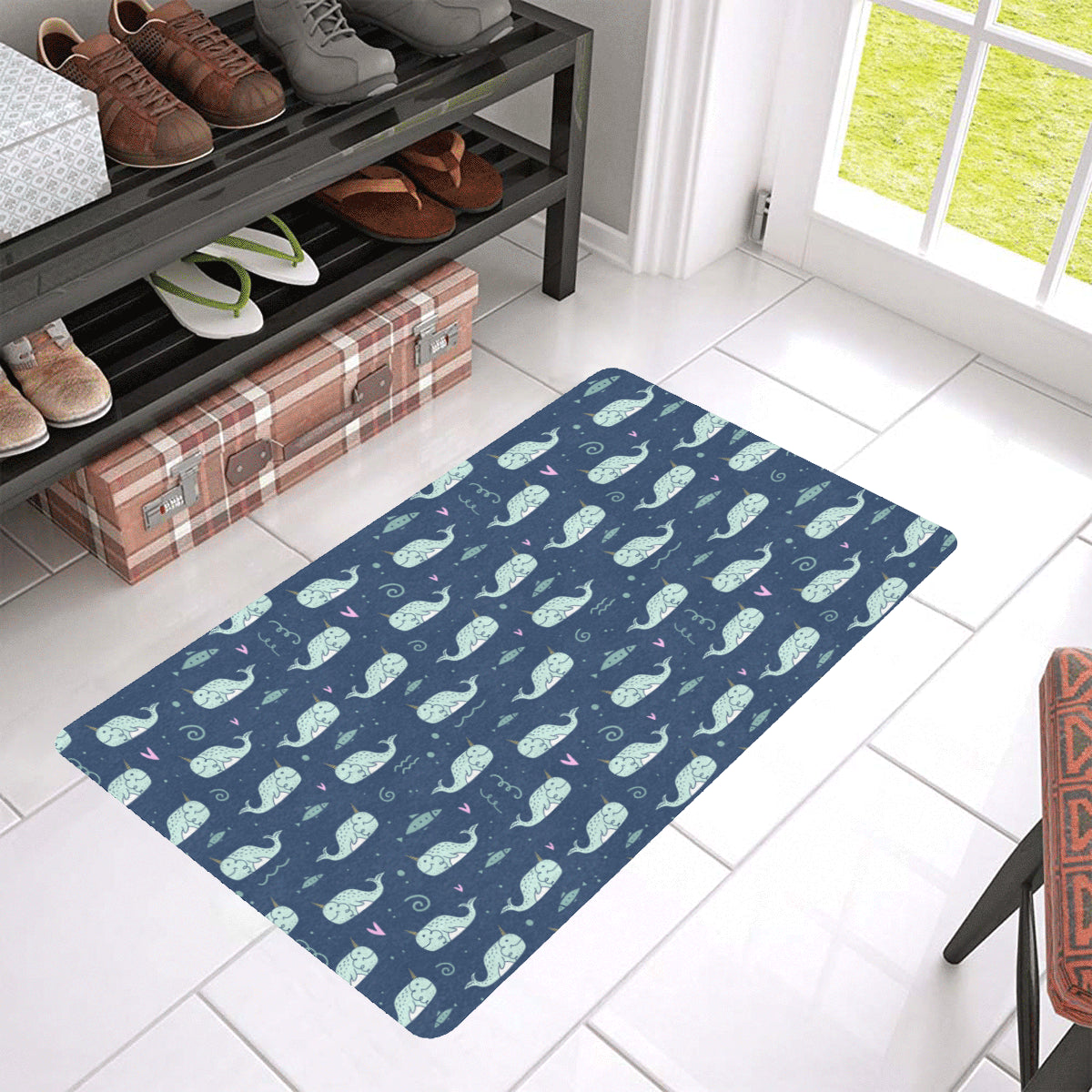 Narwhal Design Print Rubber Doormat
