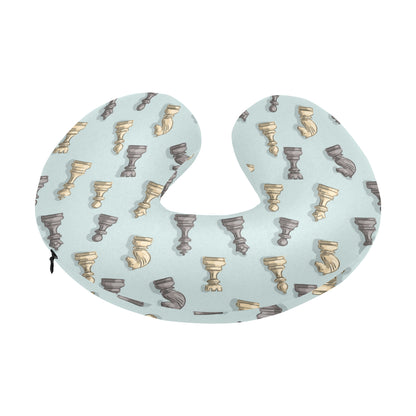 Chess Pattern Print Design 02 U-Shaped Travel Neck Pillow