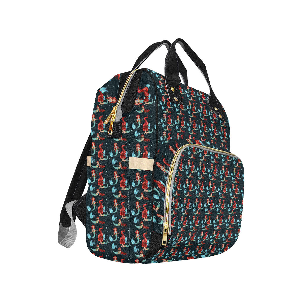 Mermaid Girl Themed Design Print Diaper Bag Backpack